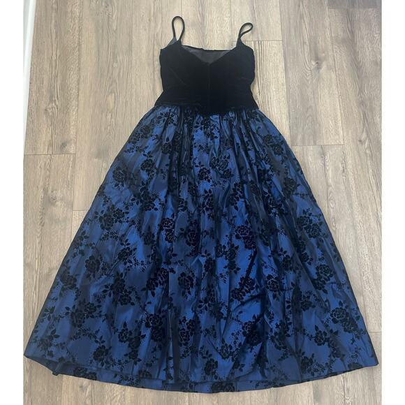 Gunne Sax by Jessica McClintock 90's Y2K formal corset Blue Black Sz 7/8 Whimsy - Picture 4 of 6